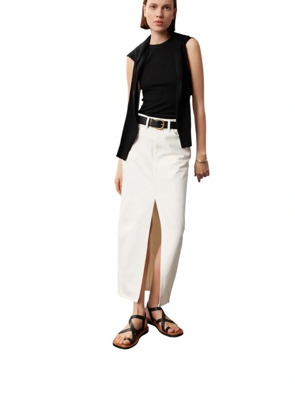 Levi’s- Ankle Colomn Skirt White High-Slit Maxi Skirt Size 29